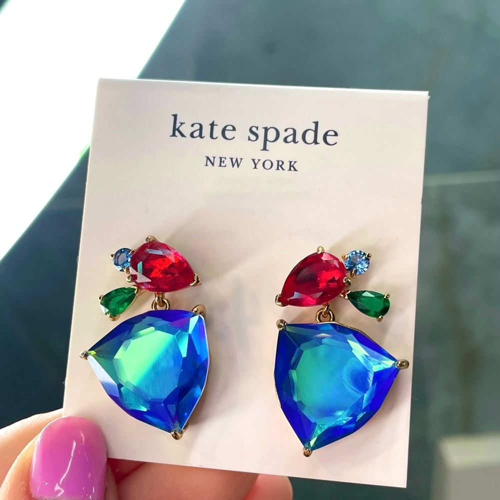 Kate Spade Red and Blue Statement Earrings Shine Me Up
